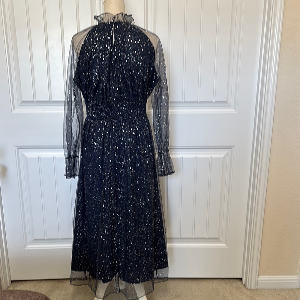 SHEIN Navy Blue Sparkle Long Sleeve Dress - Picture 2 of 15